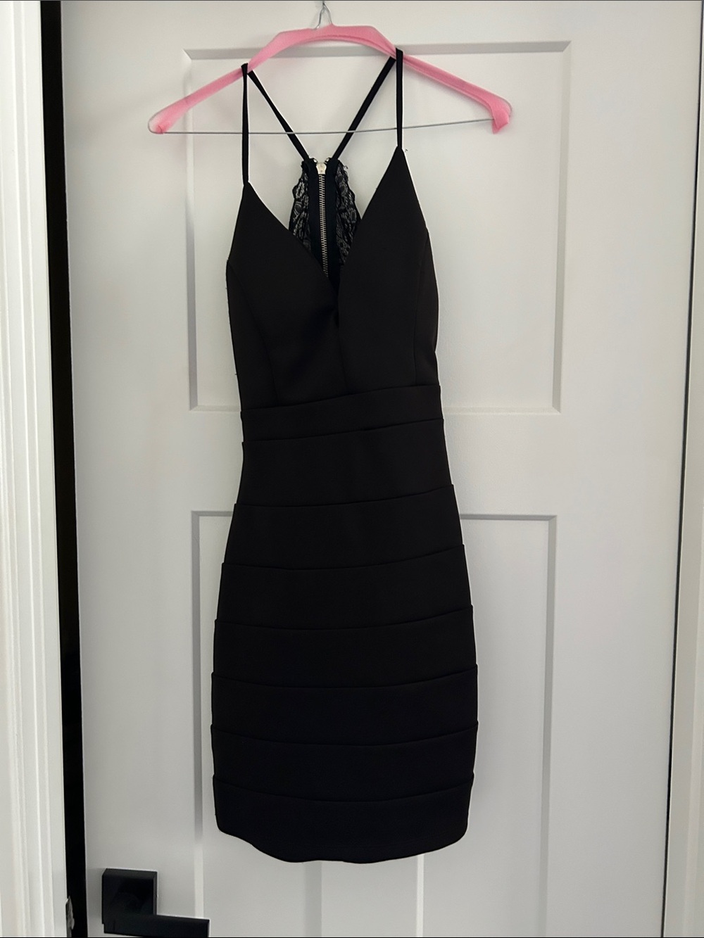 Black Lace-Back Bodycon Dress - Womens